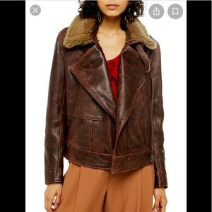 ISO ISO ISO TOPSHOP shearling collar jacket